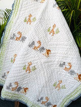 Giraffe and Gang Blockprint Kids Quilt