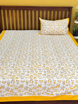 Yellow Panda Blockprint Cotton Bedsheet