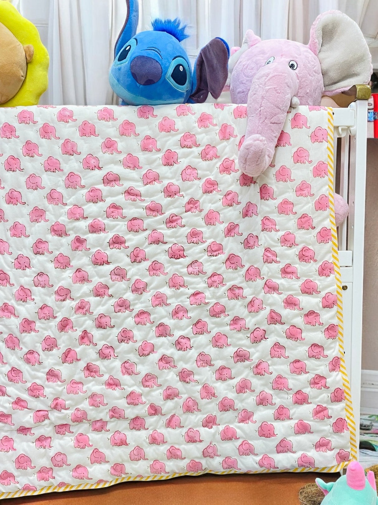 Elephant Blockprint Kids Quilt