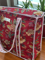 Beautiful Floral Cotton Carryall Handcrafted Tote Bag