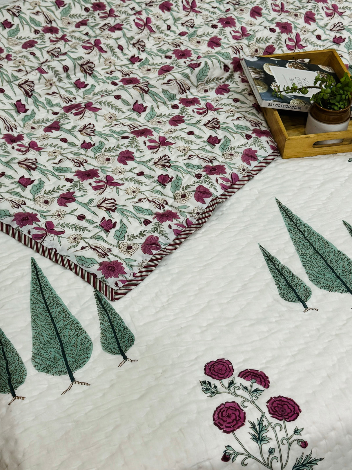 Blockprint Mulmul Reversible Quilt