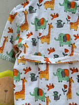 Jungle Kids Bathrobe-Cotton Waffle Blockprint