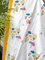 Yellow Hot Air Balloon Layered Kids Blanket