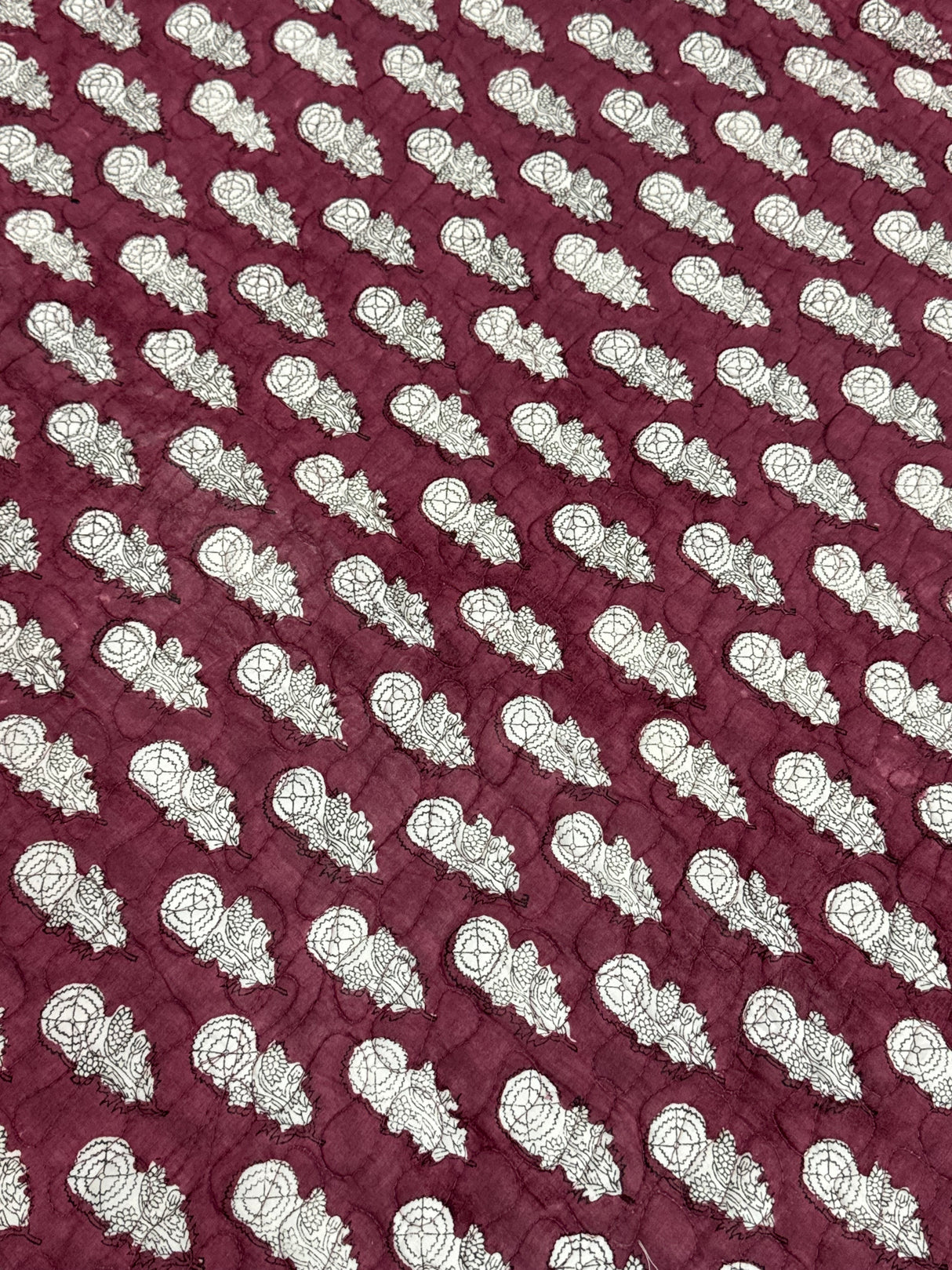 KING Size Quilted Blockprint REVERSIBLE Mulmul Bedcover (108*108 inches)