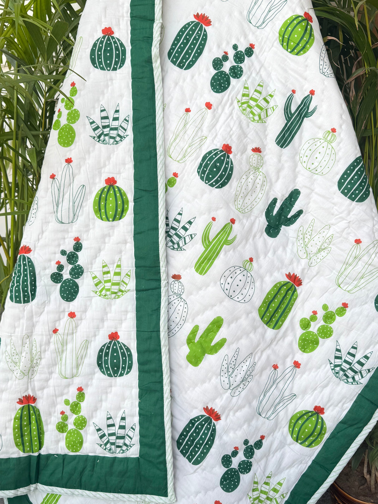 Cactus Kids Quilt Handblock Printed