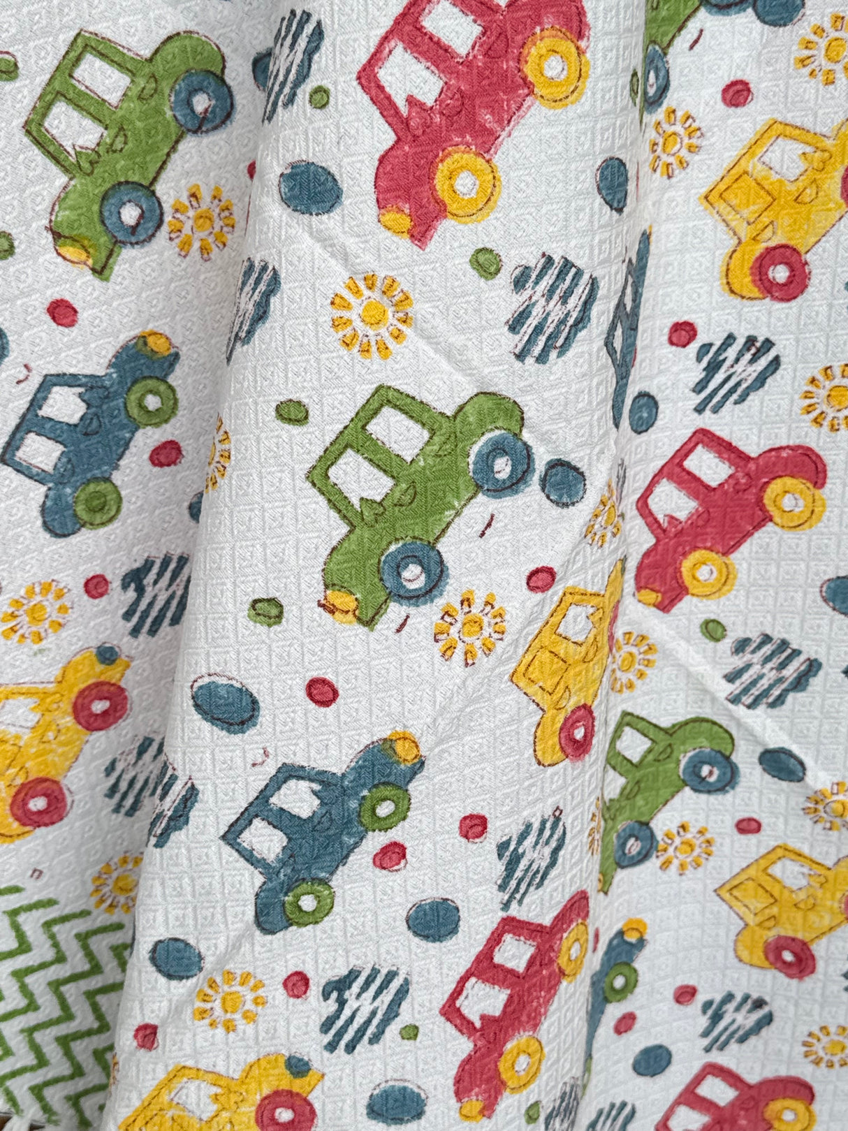 Cute Cars Blockprint Kids Towel – Cotton Jacquard Weave