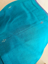 Handloom Mulmul Jamdani 2.5 mtr Fabric - Turquoise Blue