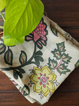 Handloom Mulberry Silk Pen Kalamkari Blouse Fabric
