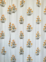 Beautiful Yellow Floral Blockprint Cotton Curtain