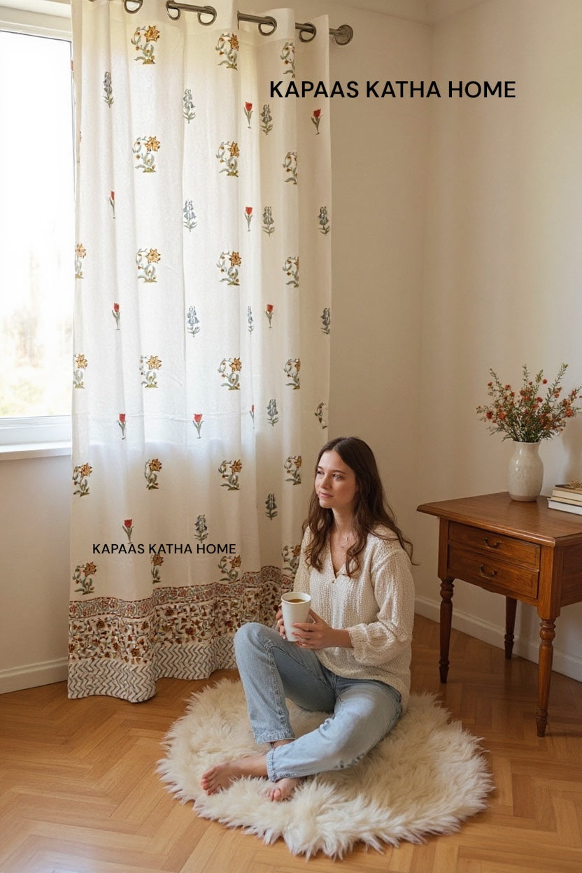 Beautiful Jaipur Blockprint Cotton Curtain