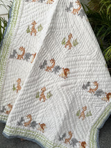 Giraffe and Gang Blockprint Kids Quilt