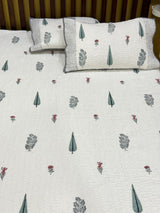 KING Size Quilted Blockprint REVERSIBLE Mulmul Bedcover (108*108 inches)