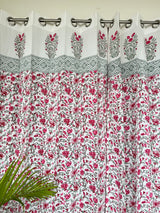 Pair of Pink Blockprint Cotton Curtain (Set of 2)
