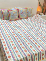 5pcs Set- Double Size Quilted REVERSIBLE Mulmul Bedcover (90*108 inches)