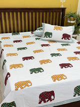 Elephant Blockprint Cotton Bedsheet