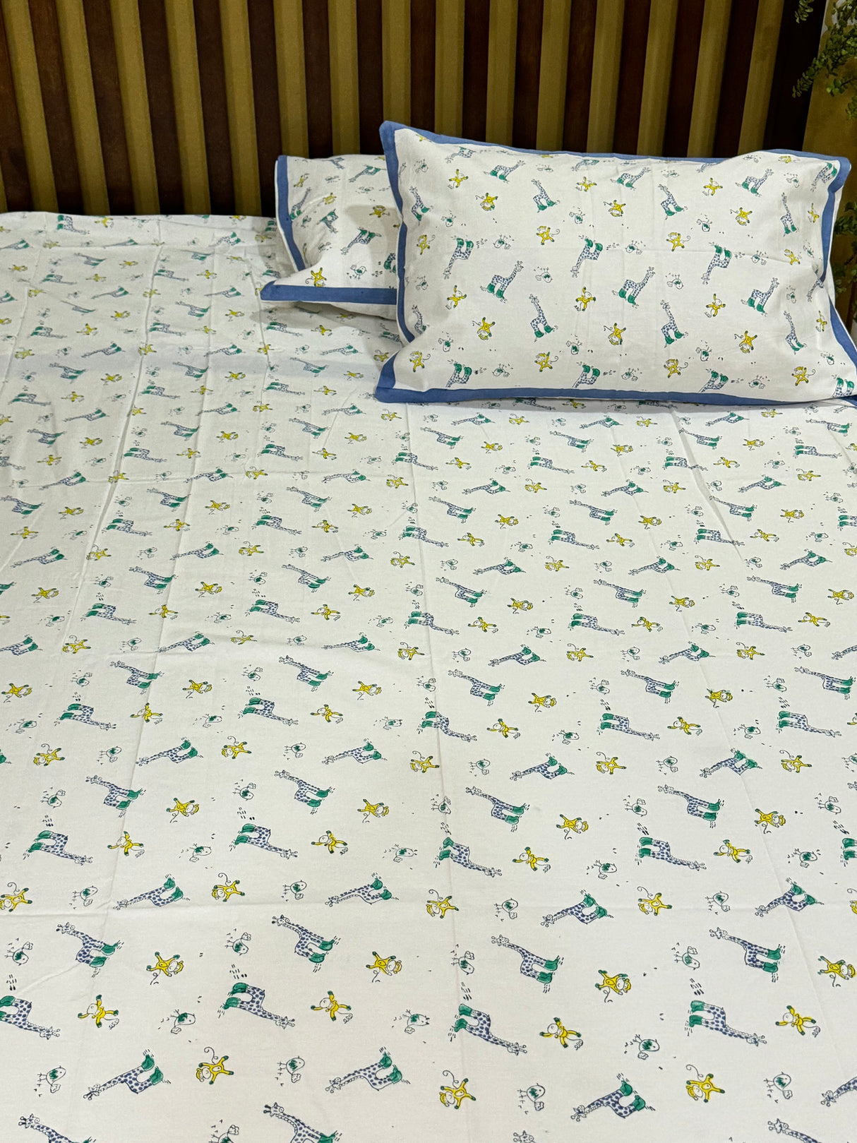 Animals Blockprint Cotton Bedsheet