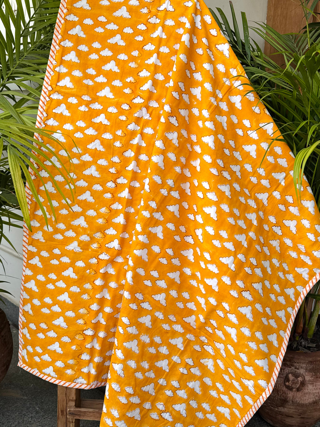 Yellow Hot Air Balloon Layered Kids Blanket