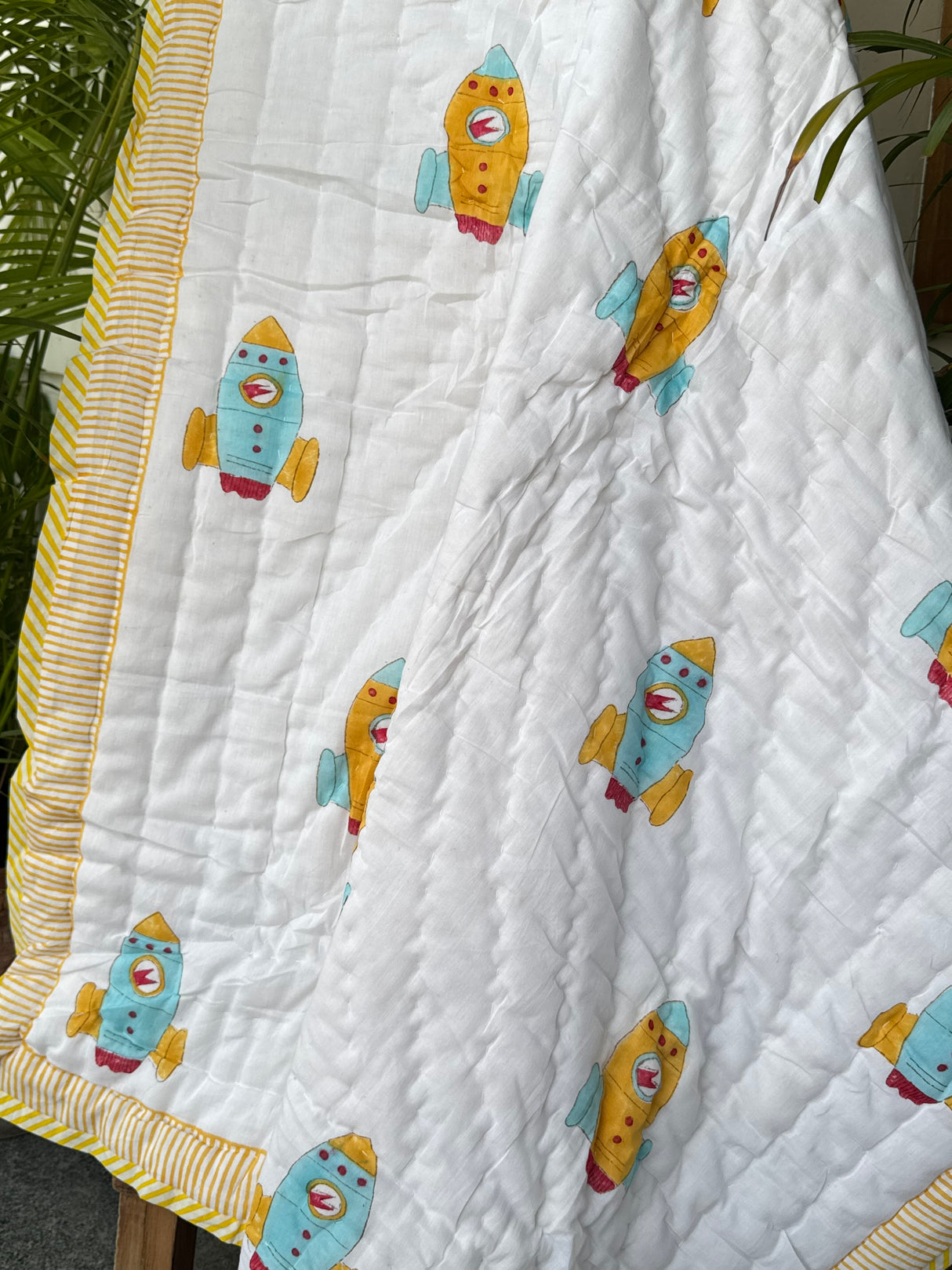 Space Theme Kids Quilt Handblock Printed