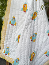 Space Theme Kids Quilt Handblock Printed