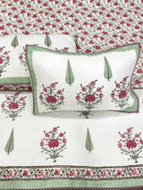 KING Size Quilted Blockprint REVERSIBLE Mulmul Bedcover (108*108 inches)