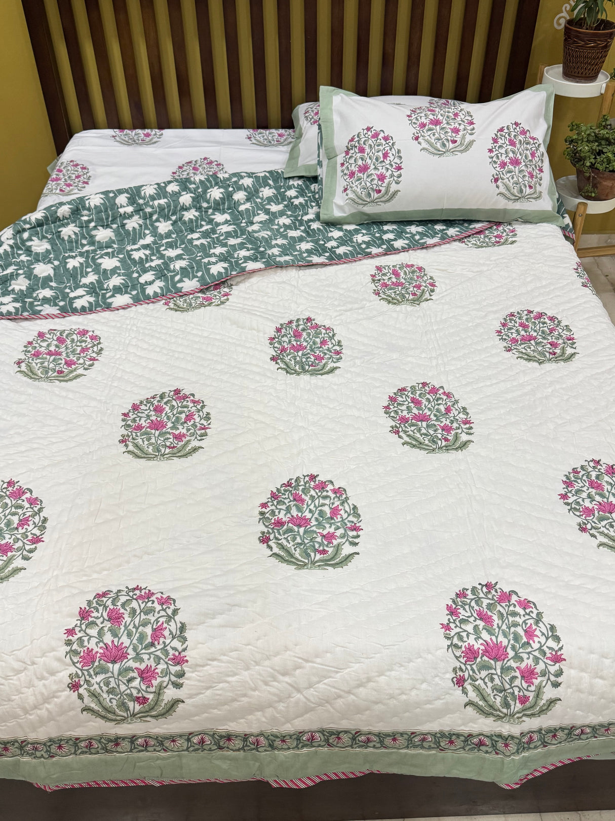 HandBlock Printed Mulmul Reversible Quilt