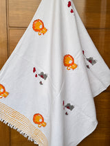 Lion Elephant Blockprint Kids Towel – Cotton Jacquard Weave