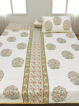 Double Size Quilted Blockprint REVERSIBLE Mulmul Bedcover (90*108 inches)