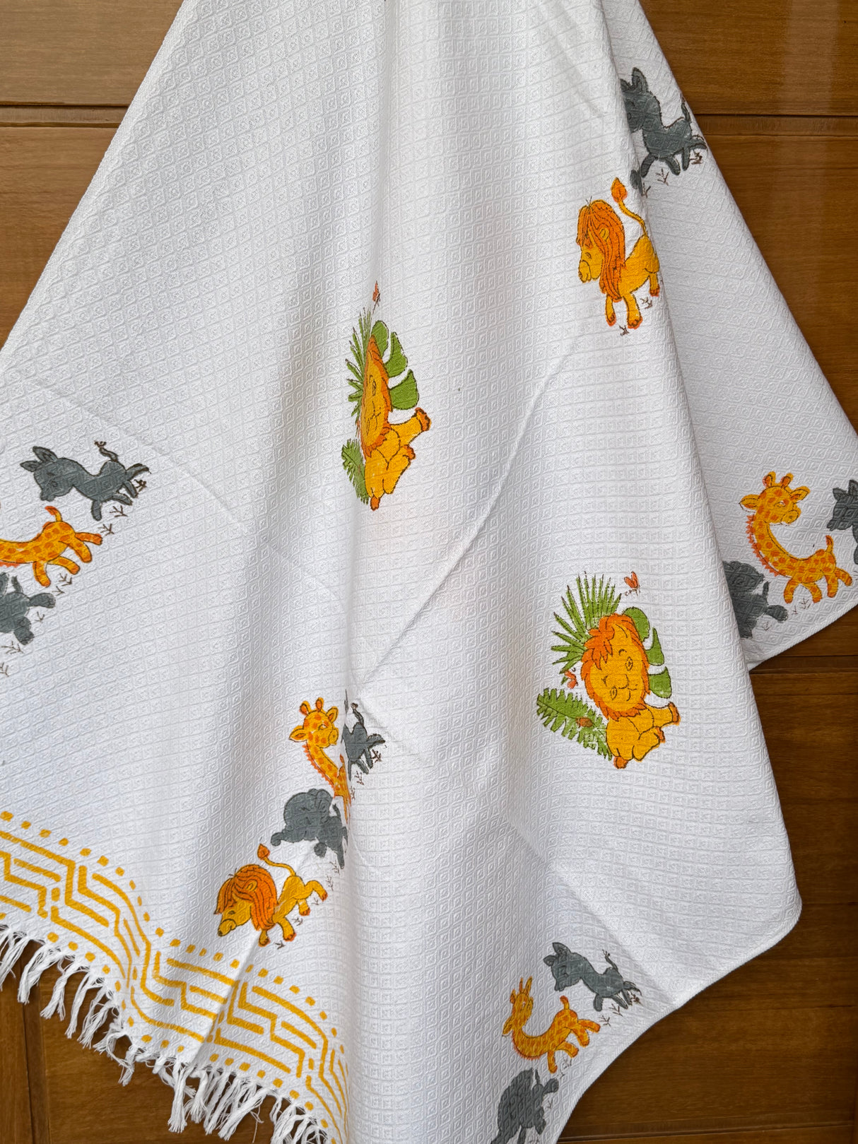 Roaring Lion Blockprint Kids Towel – Cotton Jacquard Weave