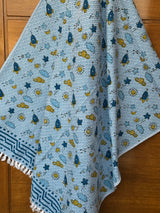 Space Adventure Blockprint Kids Towel – Cotton Jacquard Weave