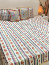 5pcs Set- Double Size Quilted REVERSIBLE Mulmul Bedcover (90*108 inches)