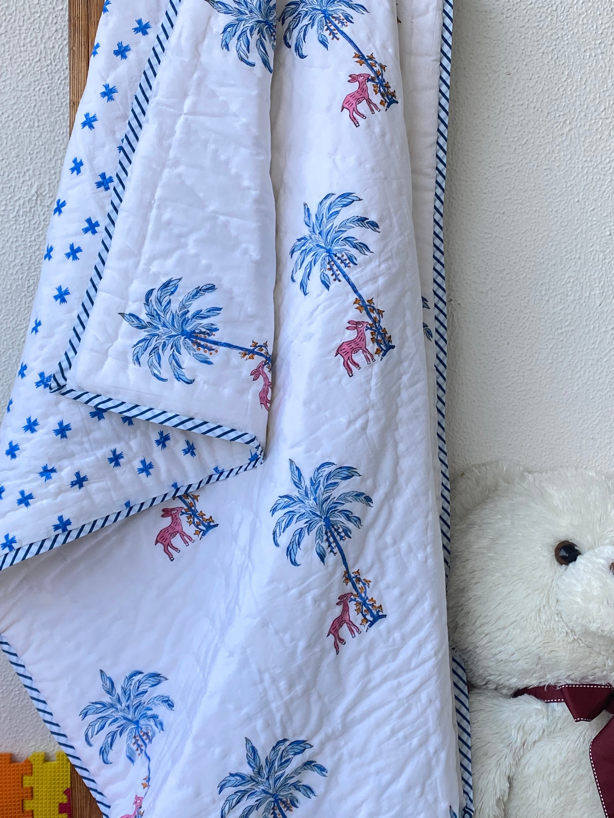 Deer Blockprint Kids Quilt