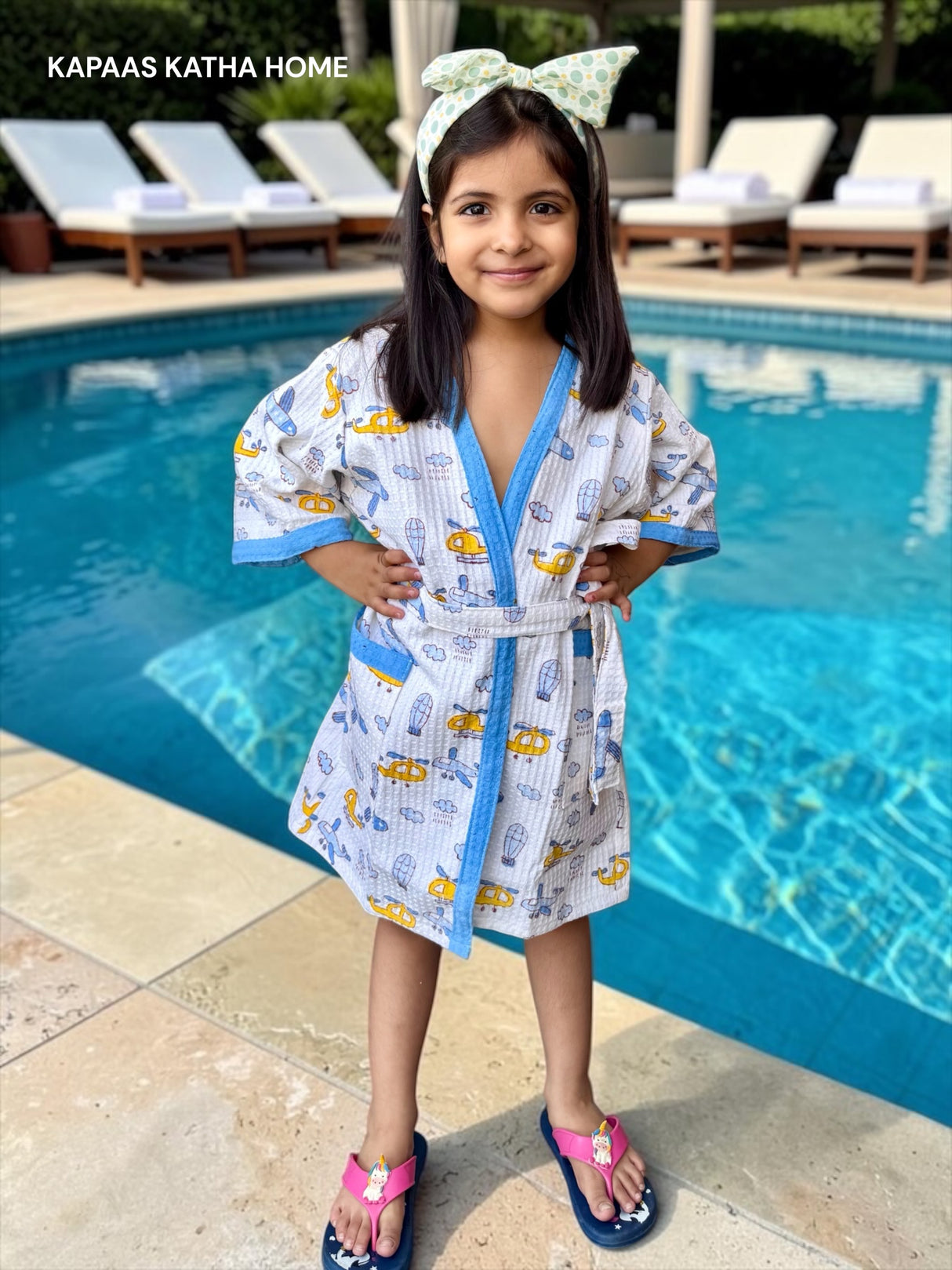 Aeroplane Kids Cotton Waffle Bathrobe