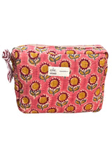 Petal Bud Hand-Block Cotton Quilted Utility Pouch