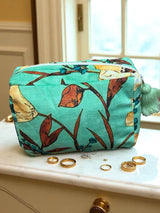 Green Velvet Quilted Multipurpose Pouch