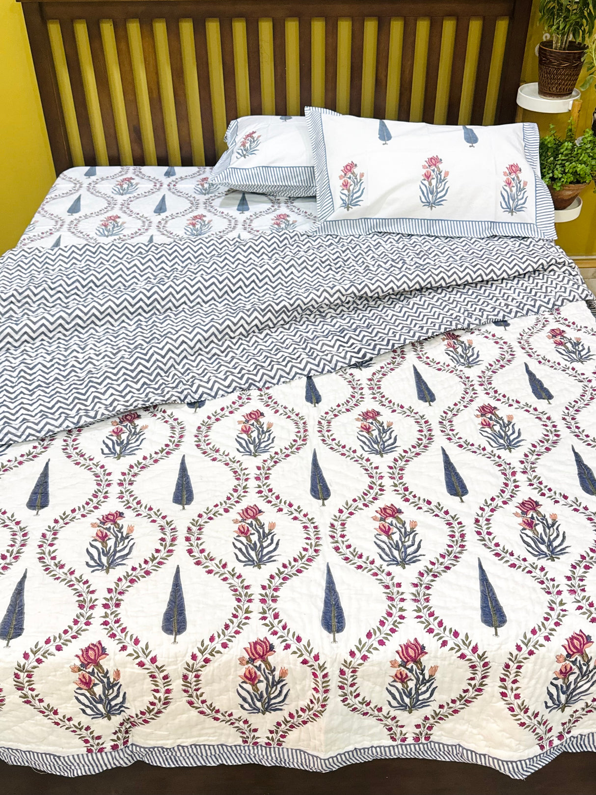 HandBlock Printed Mulmul Reversible Quilt