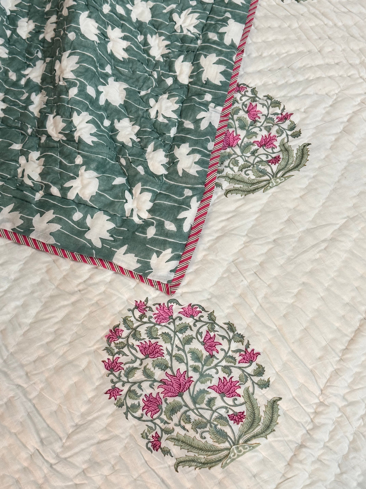 HandBlock Printed Mulmul Reversible Quilt