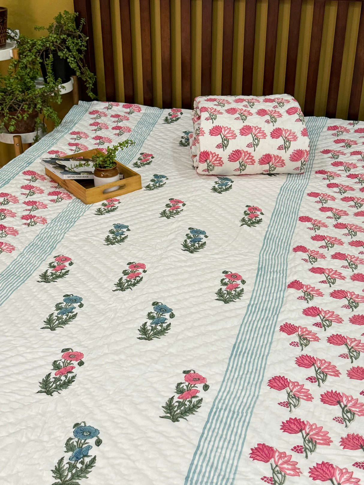 Blockprint Mulmul Reversible Quilt