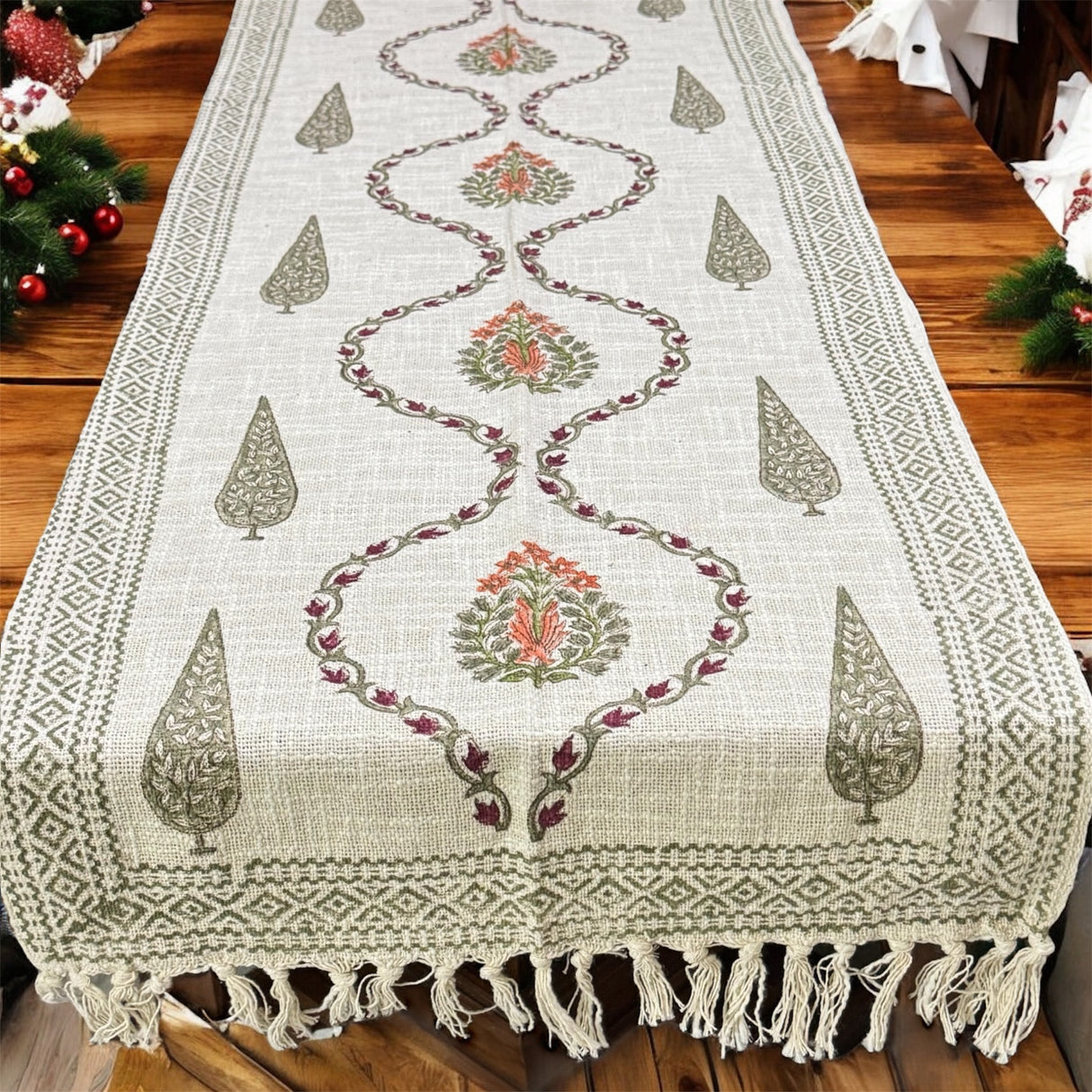 Blockprint Cotton Slub Table Runner