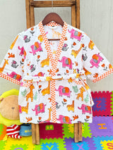 Jungle Kids Bathrobe-Cotton Waffle Blockprint