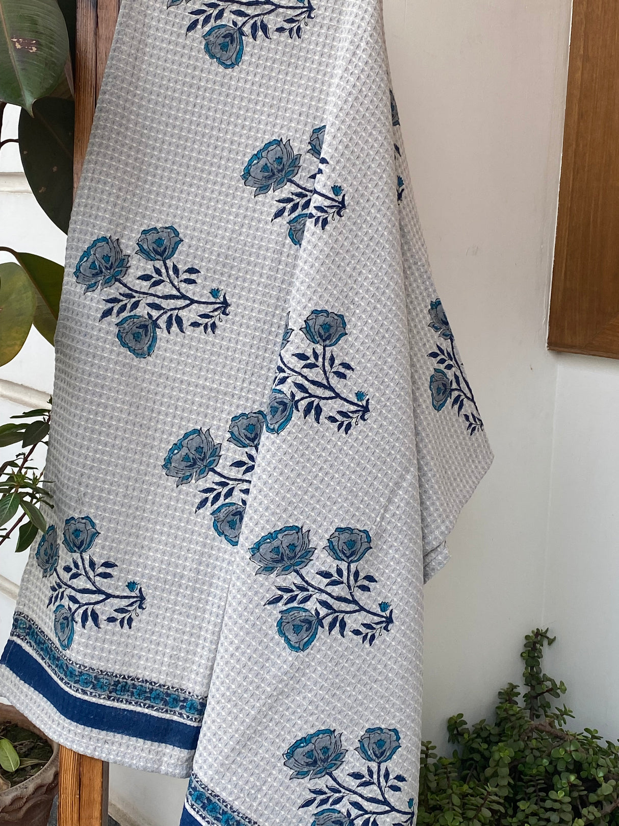 Blockprint Soft Waffle Cotton Towel (60-30 inches)