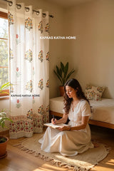 Elegant Motifs Blockprint Cotton Curtain