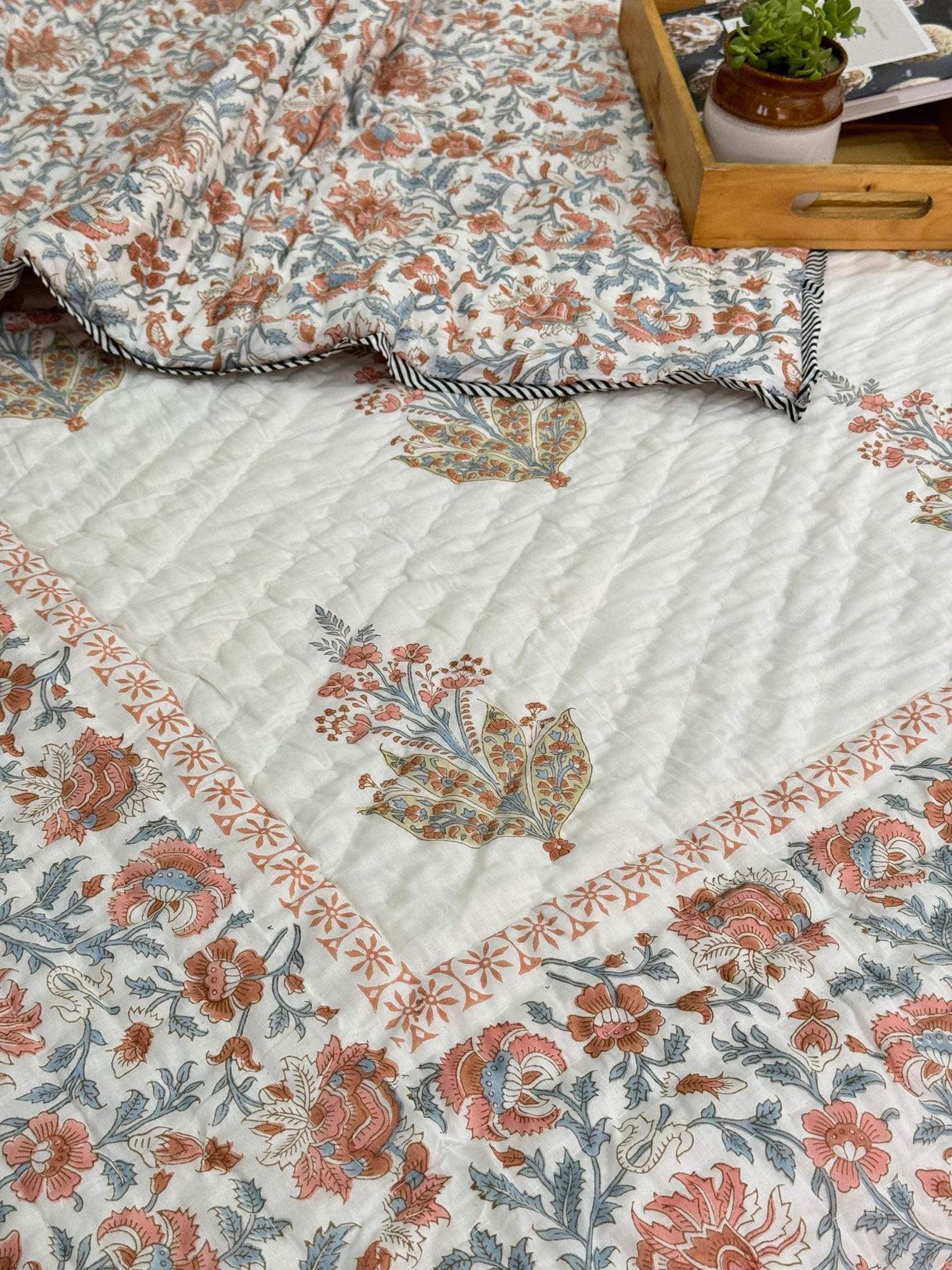 HandBlock Printed Mulmul Reversible Quilt