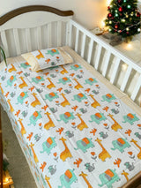 Cot Sheet- Animals Blockprint Cotton -Cot Size (60-40 inches)