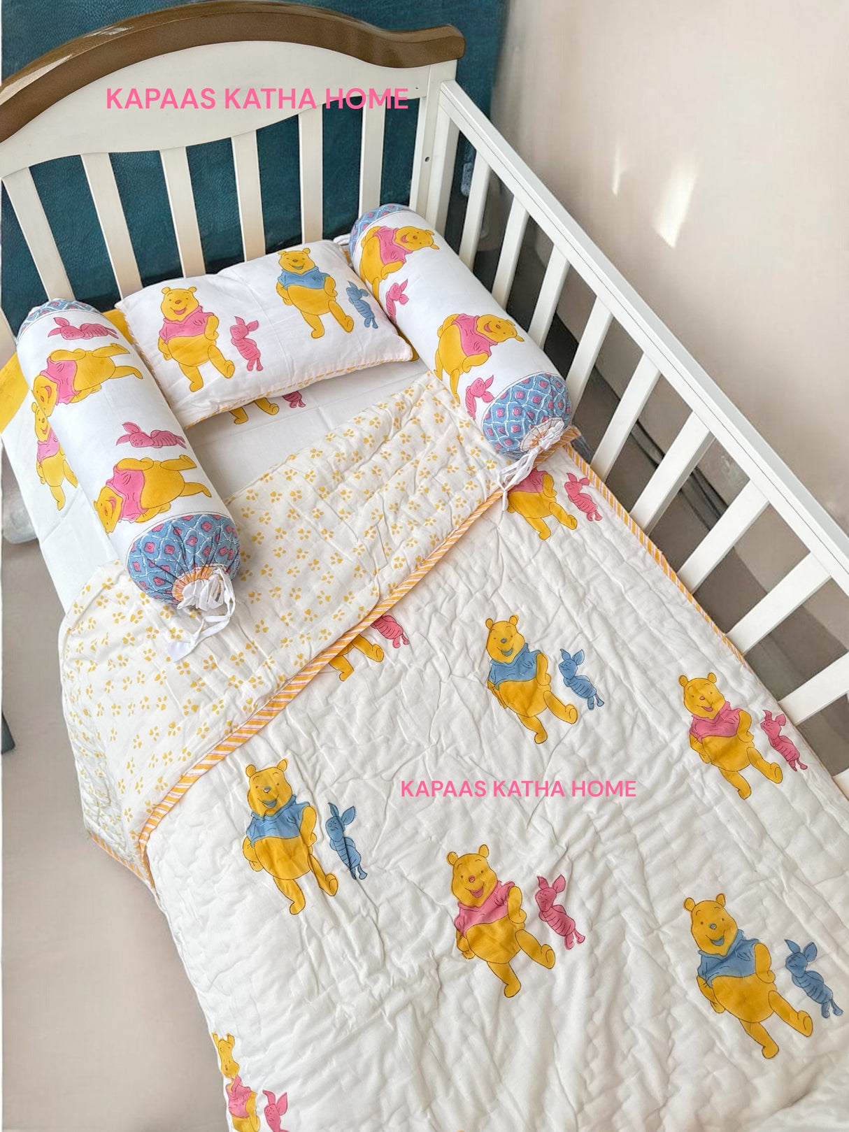 Pooh The Teddy- Baby Cot Bedding (cot sheet, quilt, pillow, bolsters)