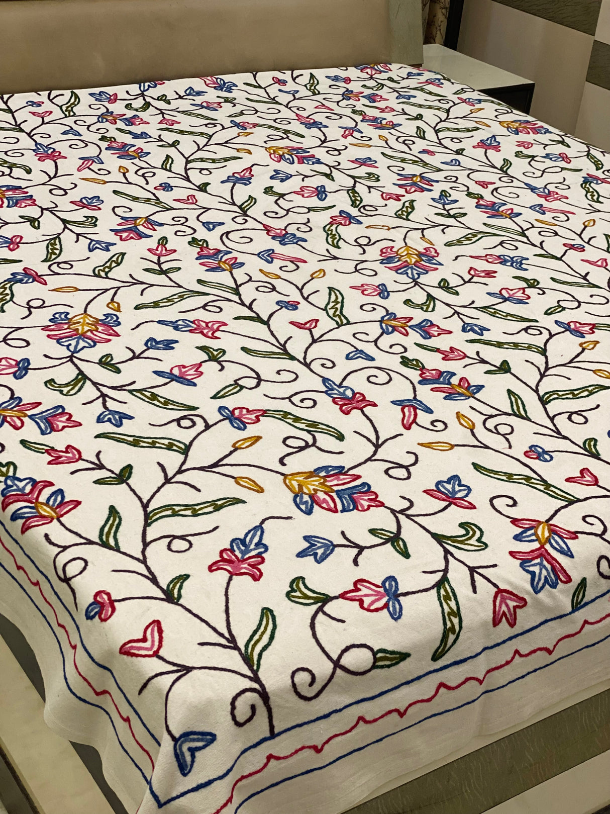 Kashmiri Embroidery Cotton Bedcover