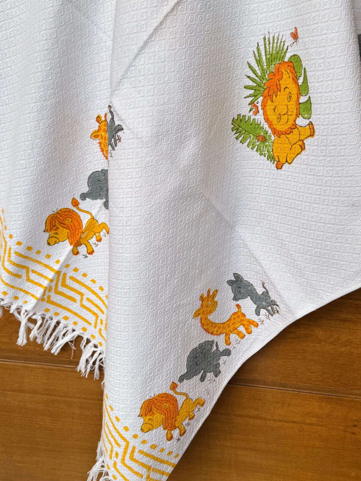 Roaring Lion Blockprint Kids Towel – Cotton Jacquard Weave