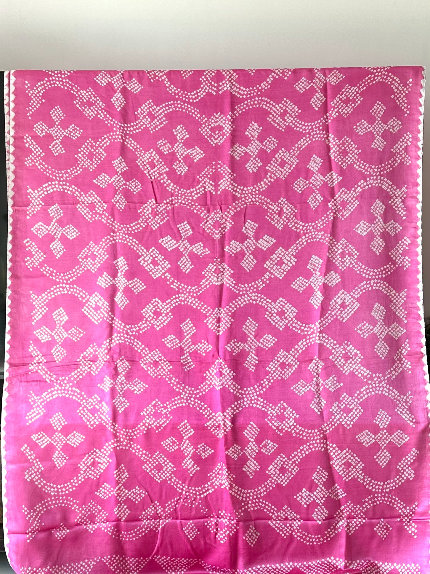 Light Pink Pure Gajji Silk Bandhani Saree