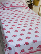 Elephant Blockprint Cotton Bedsheet