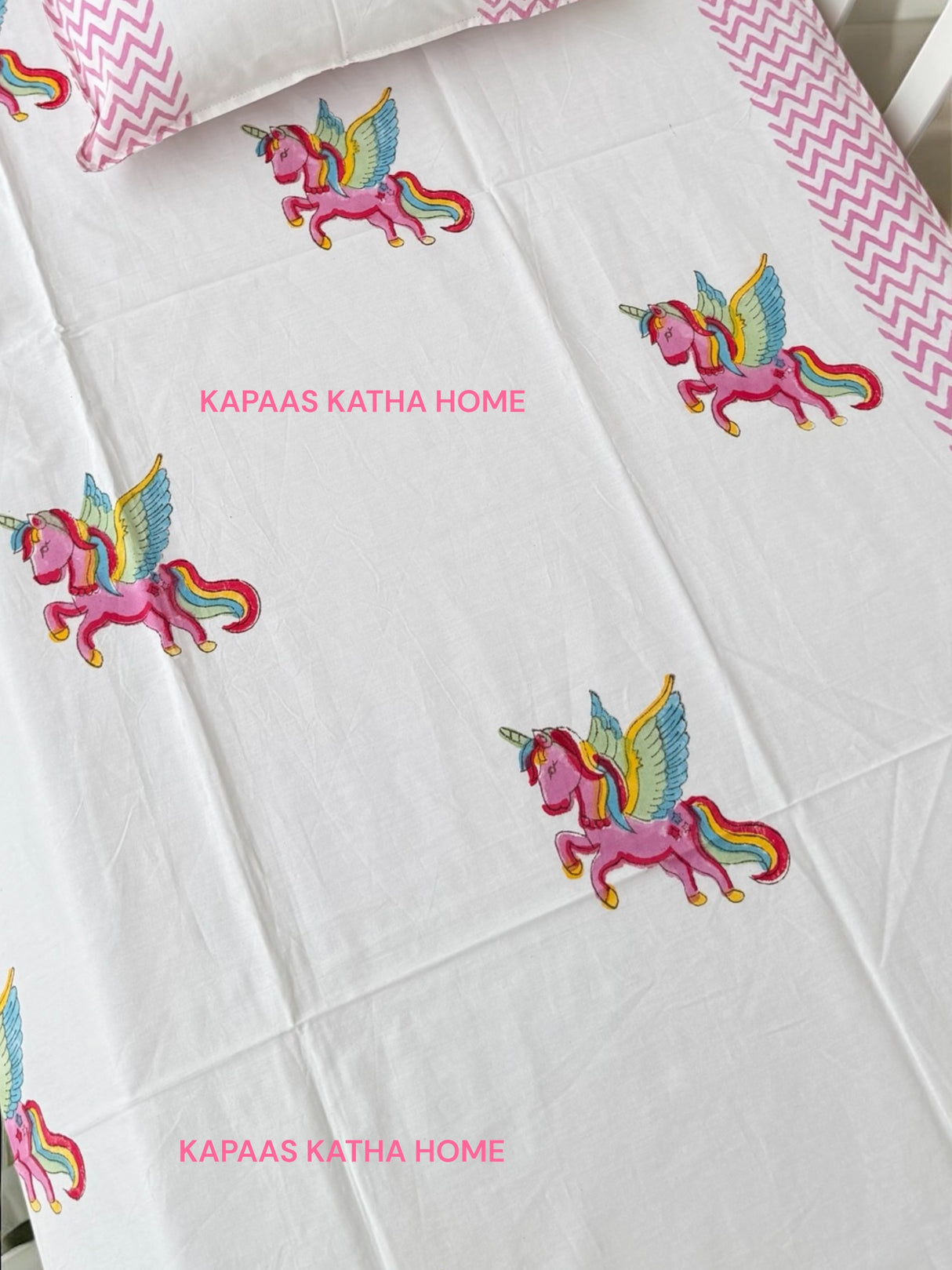 Unicorn Blockprint Cot/Crib Sheet (60-40 inches)