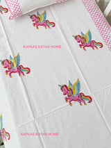 Unicorn Blockprint Cot/Crib Sheet (60-40 inches)